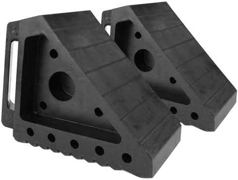 MaxxHaul Solid Rubber Wheel Chock 2-Pack | 8" x 4" x 6" Heavy-Duty Tire Stop | by MaxxHaul