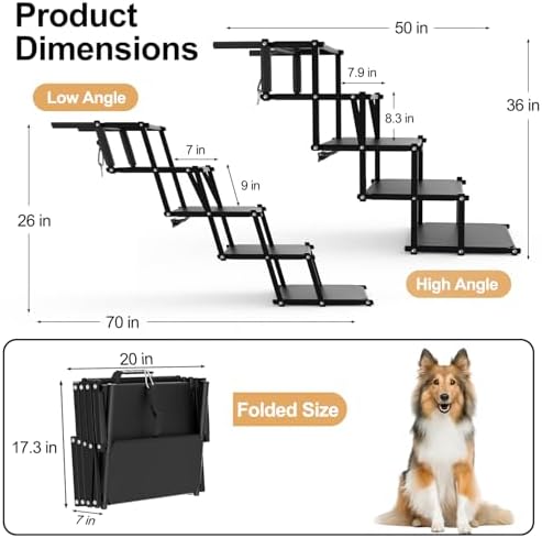 Extra Wide 20" Dog Stairs for Large Dogs, Dog Steps for Car 5 Steps - Image 3