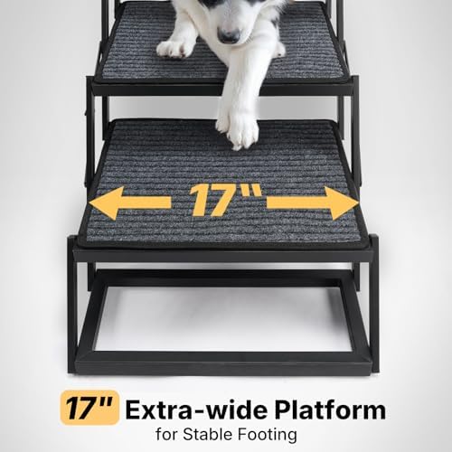 Veehoo Foldable Dog Steps for Car Truck SUV, Collapsible Large Dogs Stairs - Image 6