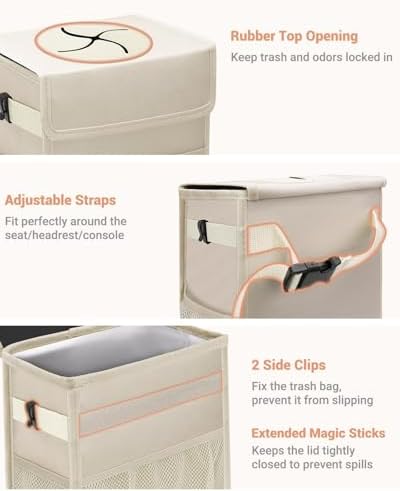 Capolo Car Trash Can with Lid, Leakproof Car Garbage Can Car Trash Bag - Image 3