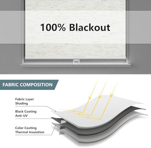 AOSKY Blackout Cordless Roller Shades, 29.5" W x 72" H, Linen Cream - Image 4