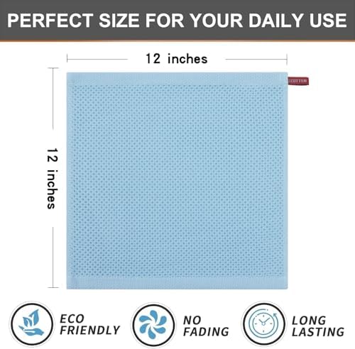 Kitinjoy 100% Cotton Waffle 6-Pack Kitchen Towels, Sky Blue - Image 5