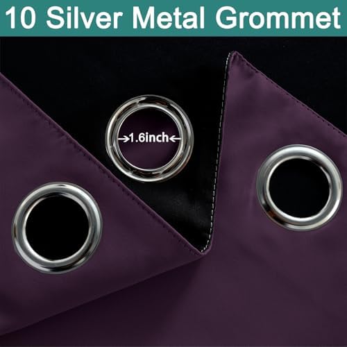 Yakamok Purple 100% Blackout Patio Door Curtain Panels W70 x L84, 1 Panel - Image 6