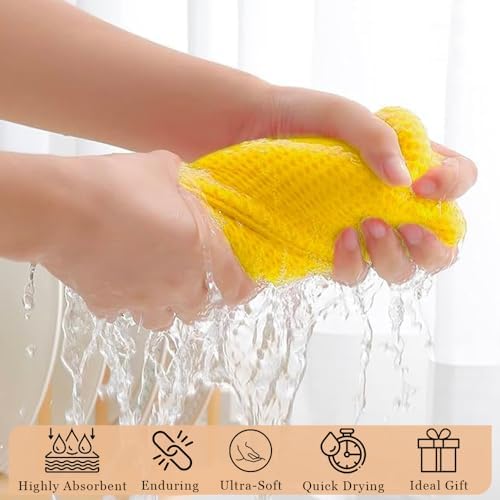DishCloths Kitchen|Waffle Terry Check Weave Hand Towels|Cotton 12x12" Reusable - Image 5