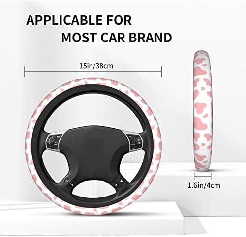 Pink Cow Print Steering Wheel Cover - Image 4