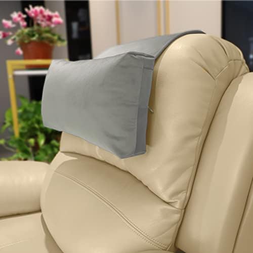 Velvet Recliner Headrest Pillow, Non-Slip Neck Support, Light Gray by AmazeCov