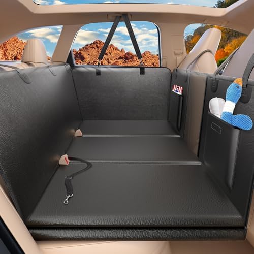 Hard Bottom Dog Car Seat Cover for Back Seat, PU Leather Extender by ROUWINNE