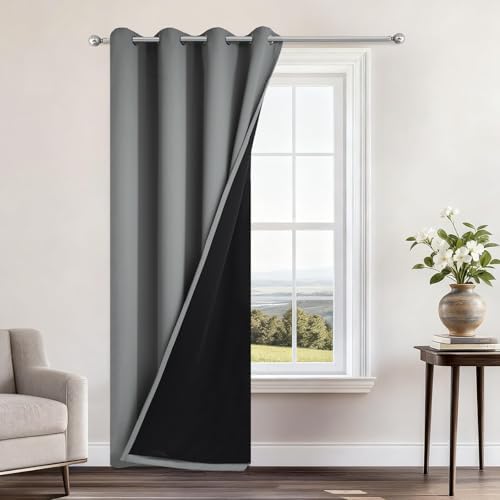 Yakamok Grey 100% Blackout Patio Door Curtain Panels W70x L84, 1 Panel by Yakamok