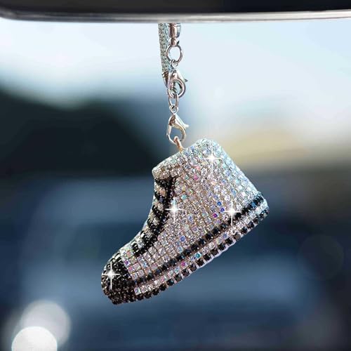 Bling Sneaker Shoe Sparkly Car Hanging Ornament, Cute Crystal Rear View Mirror - Image 3
