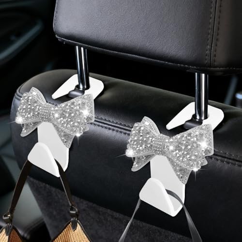 2PCS Car Seat Headrest Hooks, Car Bag Hooks, Cute Bow Knot Vehicle Seatback - Image 3