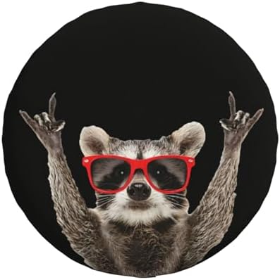 Spare Tire Cover with Funny Red Glasses Raccoon Pattern Wheel Covers 15inch by Unknown