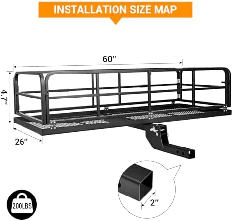 Hitch Cargo Carrier Rack, Fits 2" Receiver – Folding Hitch-Mounted Cargo Carrier - Image 4
