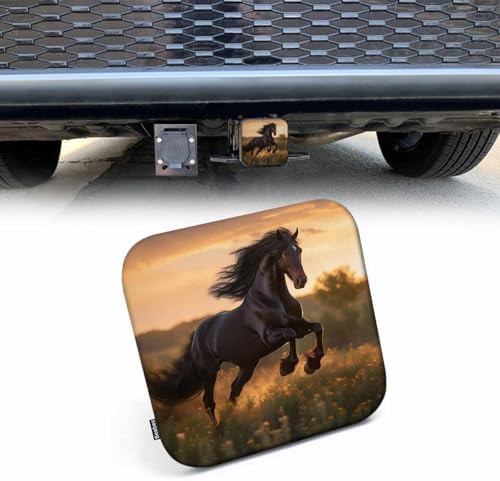 Horse Towing Hitch Cover Animal Black Horse Gallop Sunset Trailer Hitch Tube by Beabes