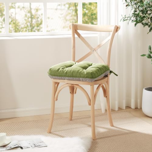 Love's cabin Memory Foam Chair Cushions Set of 4, 19 Inch, Olive Green - Image 7