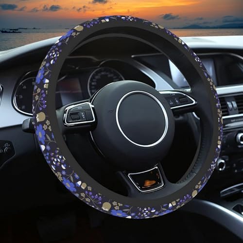 Magic Forest Steering Wheel Cover, Cute Purple Floral Steering Wheel Cover by Unknown