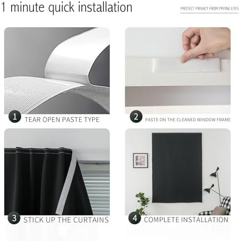 Adhesive Blackout Curtains- Self Stick Curtain No Rod Needed Easy to Hang - Image 5