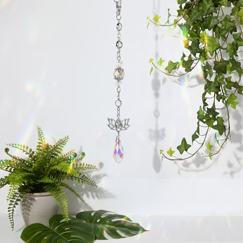 Lotus Healing Crystal Rearview Mirror Charm Christian Suncatcher - Image 3