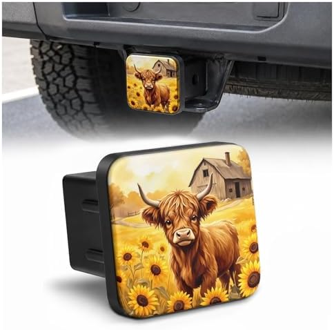 Trailer Hitch Covers Highland Cow Sunflowers Heavy Duty 2 Inch Hitch Cover by Unknown