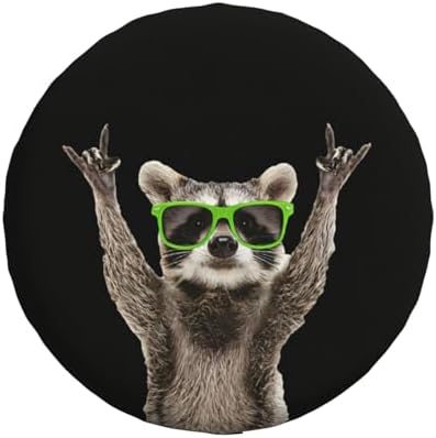Spare Tire Cover with Funny Green Glasses Raccoon Pattern 14inch by Unknown