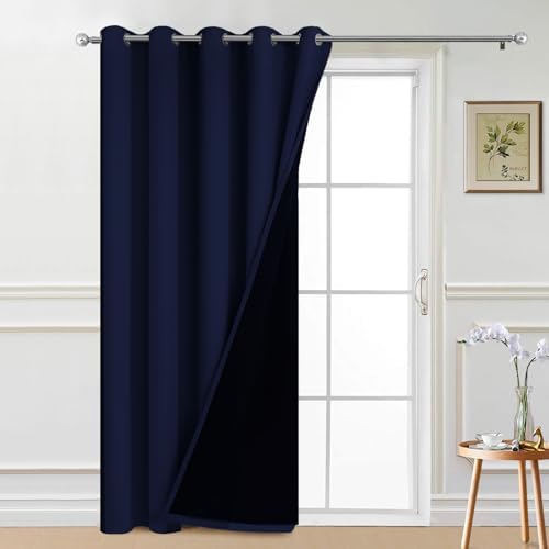 Yakamok Navy Blue Blackout Patio Door Curtain Panels W70 x L84, 1 Panel by Yakamok