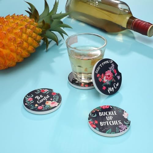 Boao 4 Pcs Floral Car Cupholder Coasters - Image 5