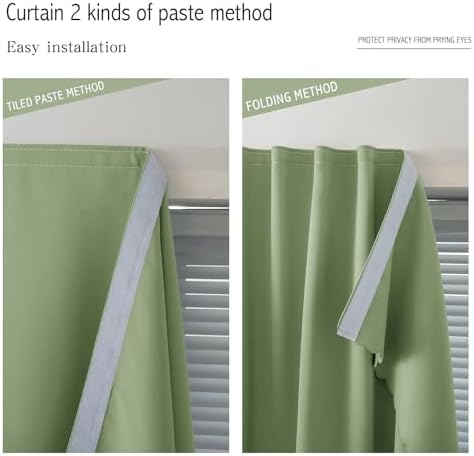 Thermal Blackout Curtains with Self-Adhesive Tape, No Rod No Drill Easy Install - Image 6