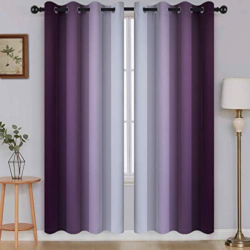 SimpleHome Ombre Purple to Grey White Curtains by SimpleHome