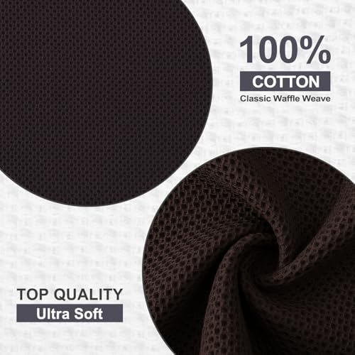 Kitinjoy 100% Cotton Waffle 8-Pack Kitchen Towels, Dark Brown - Image 2