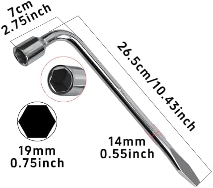 19mm Car Spare Tire Lug Wrench, Heavy Duty L-Type Tire Steel Tool - Image 2