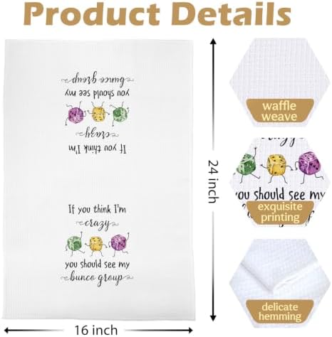 Bunco Wine Gifts Kitchen Towels 16x24 Inch Set of 2 - Image 5