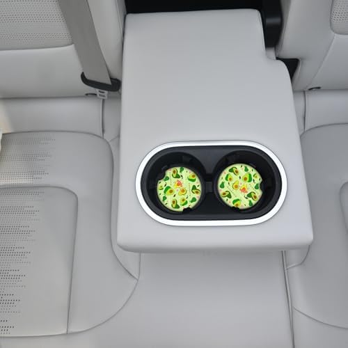 Cute Avocado Car Coasters: Pack of 2, Absorbent Ceramic Drink Cup Holder - Image 3