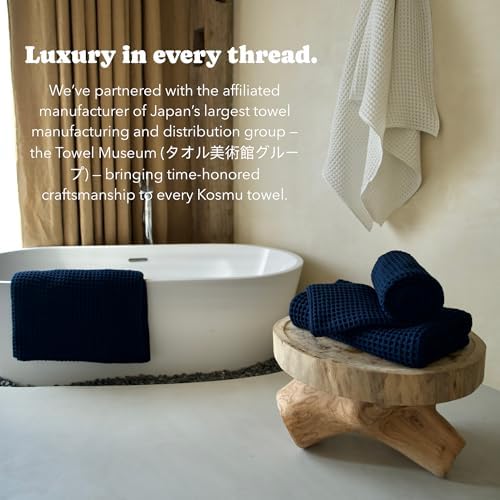 Luxury Organic Japanese Cotton Waffle Bath Towel | Thick, Quick Dry Bathroom - Image 6
