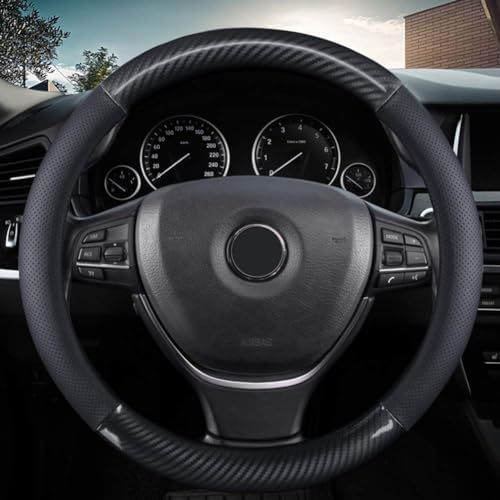 KAFEEK Classic Carbon Fiber Steering Wheel Cover, 15 inch by KAFEEK
