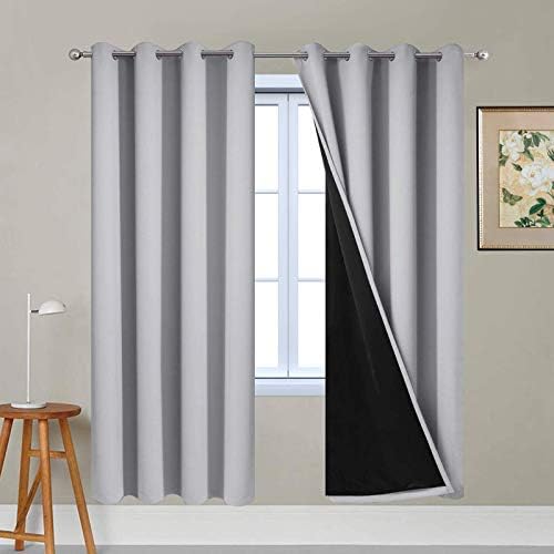 Yakamok Light Grey 100% Blackout Curtains 72 Inches Long 52" Wide 2 Panel by Yakamok