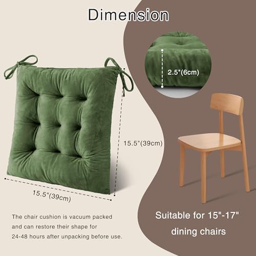 OVOV 1 Pack Chair Cushions for Dining Chairs 15.5"x15.5" Green - Image 2