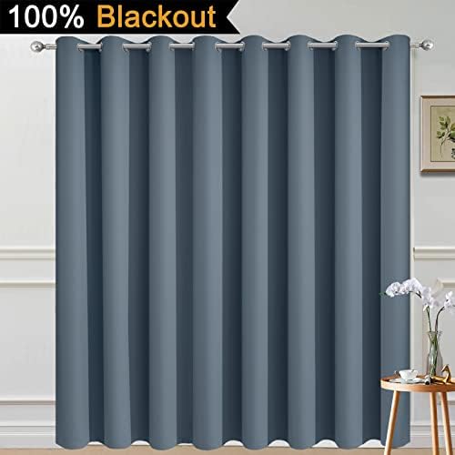 Yakamok Stone Blue Blackout Patio Door Curtain Panels W100 x L84, 1 Panel - Image 2
