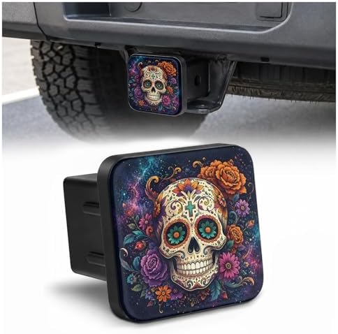 Day of The Dead Sugar Skull Galaxy Space 2" Hitch Cover, Rubber Towing Hitch by Unknown
