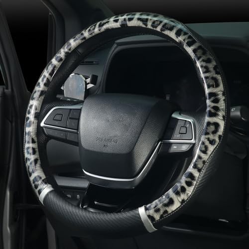 KAFEEK Black Leopard Print Steering Wheel Cover - Image 3