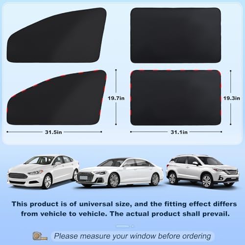 ZATOOTO Magnetic Car Window Shade 4 Pack, Car Privacy Curtain UV Block - Image 5