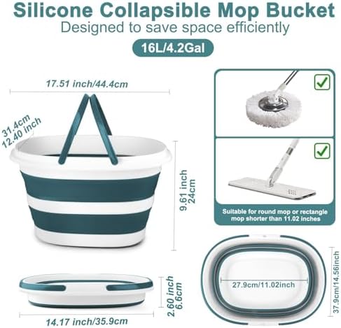 Collapsible Bucket for Cleaning, 4.2 Gallons Mop Bucket - Image 2