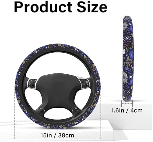 Magic Forest Steering Wheel Cover, Cute Purple Floral Steering Wheel Cover - Image 6