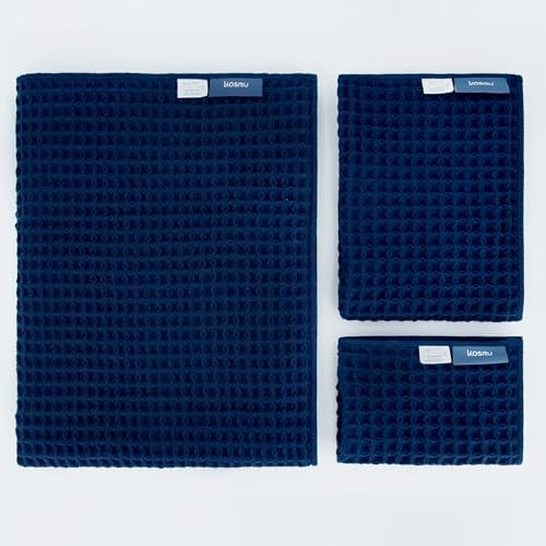 Luxury Organic Japanese Cotton Waffle Bath Towel | Thick, Quick Dry Bathroom by KOSMU