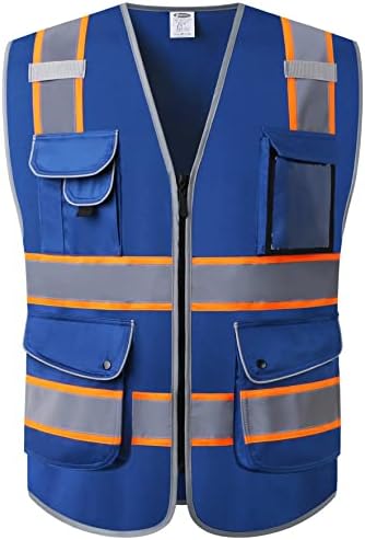 JKSafety Safety Vest for Men Women Reflective Hi Vis JK901 Blue 2XL by JKSafety