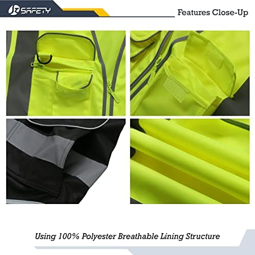 JKSafety Safety Vest for Men Women Reflective Hi Vis JK150 YBlack XL - Image 2