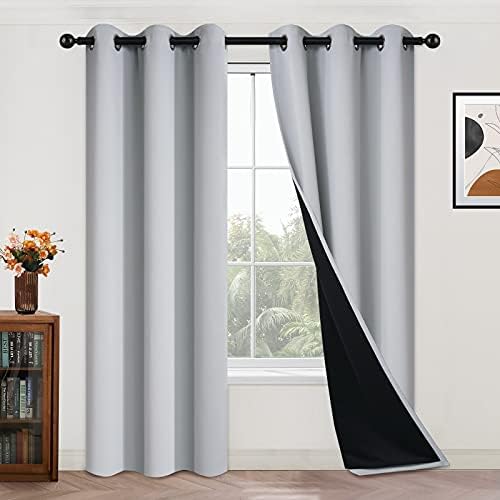 Yakamok Light Grey 100% Blackout Curtains 84 Inches Long 42" Wide 2 Panel by Yakamok