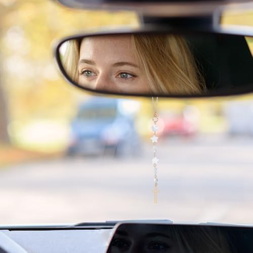 2pcs Cross Car Hanging Ornament Sun Catcher Rearview Mirror Charm Car Mirror - Image 5