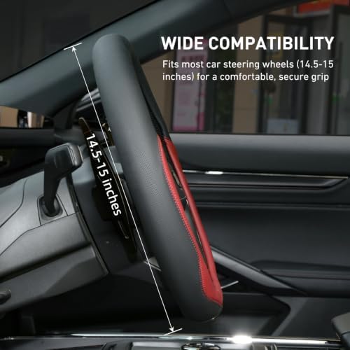 Valleycomfy Microfiber Leather Steering Wheel Cover 14.5"-15" Wine red - Image 4