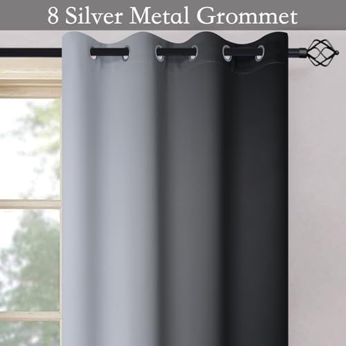 SimpleHome Ombre Curtains Black to Grey White - Image 5