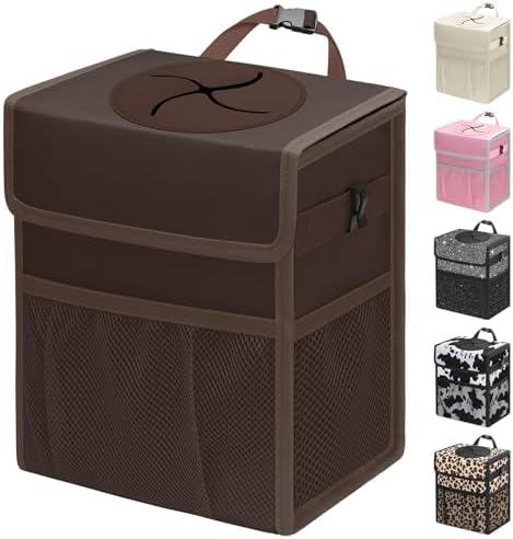 Capolo Car Trash Can with Lid, Leakproof Car Garbage Can Car Trash Bag by Capolo