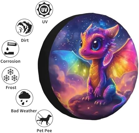 Spare Tire Cover for RV Camper, Colorful Fairy Dragon Tire Cover Protectors - Image 5